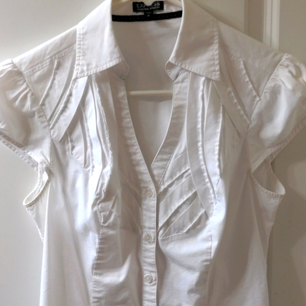 Express Essential Stretch Small White Women's Blo… - image 5